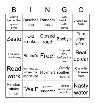 New Albany Bingo Card