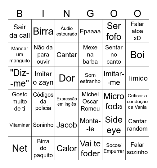 Paquito / Pedro on da bingoz Bingo Card