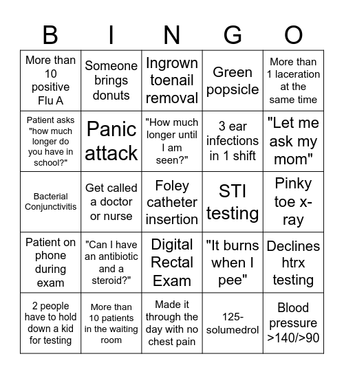 Kevin and Lindsey's Last Day Bingo Card