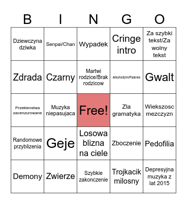Gacha life Bingo Card