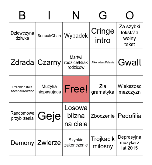 Gacha life Bingo Card