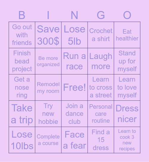 Delilah’s 2024 Bingo Card