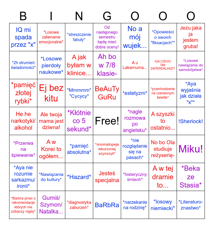 Barba&Aya Bingo Card