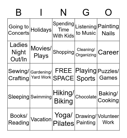 THESE ARE A FEW OF OUR FAVORITE THINGS Bingo Card