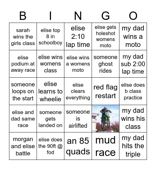 elises 2024 race season Bingo Card