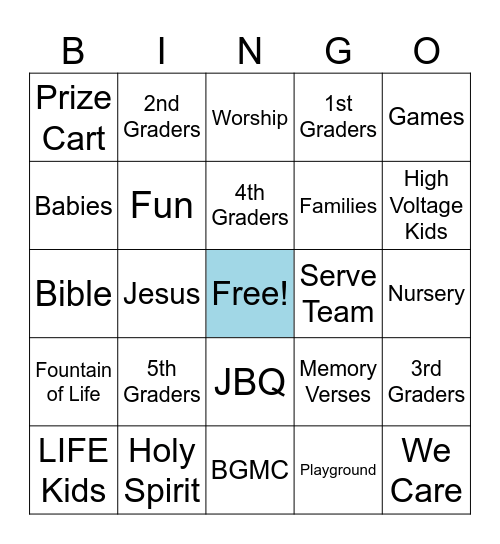 LIFE Kids Bingo Card