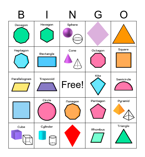 Geometric Shapes Bingo Card