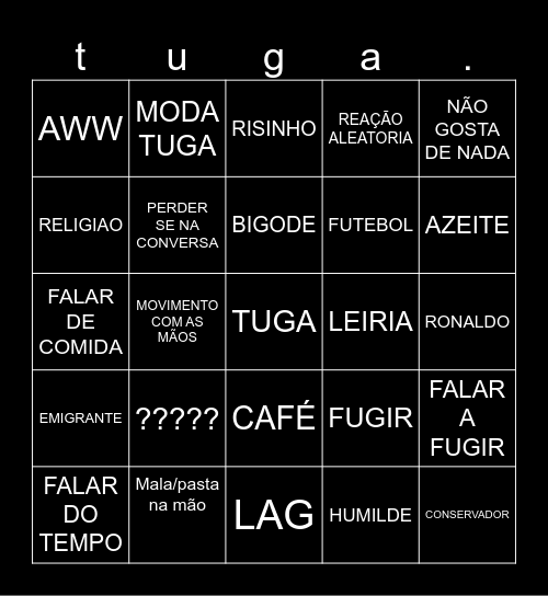 TUGA BINGO Card