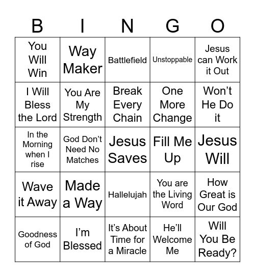 Gospel Bingo Card