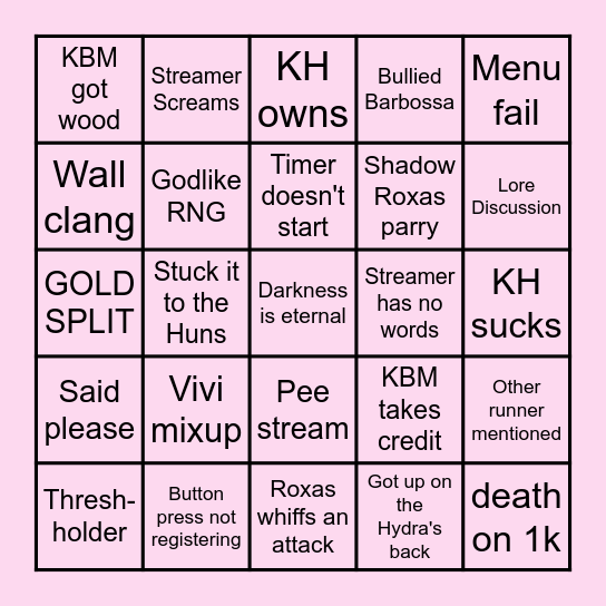 THE KBM SHOW Bingo Card