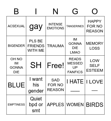 ME Bingo Card