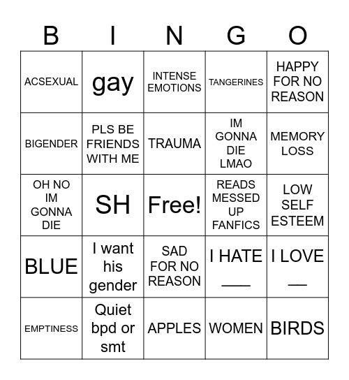 ME Bingo Card