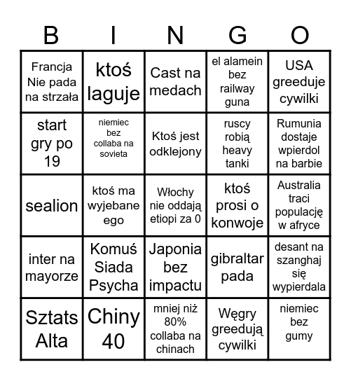 CHÓJ 4 Bingo Card