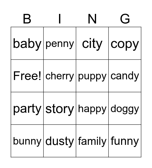 Lingo Bingo (y saying long e)ch Bingo Card