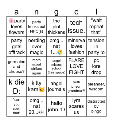 6 noisses airtte Bingo Card