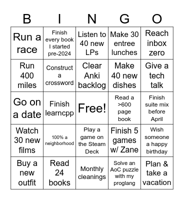 2024 Bingo Card