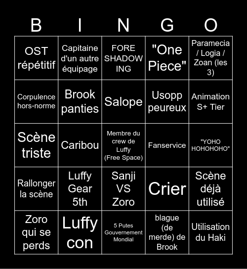 BINGO DE ONE PIECE Bingo Card