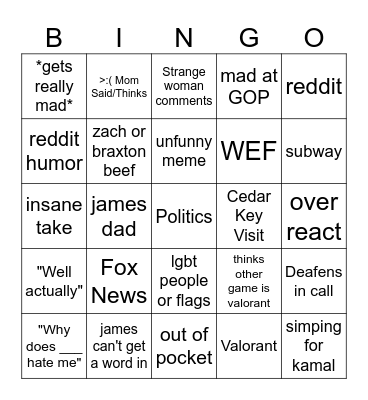 James Bingo Card