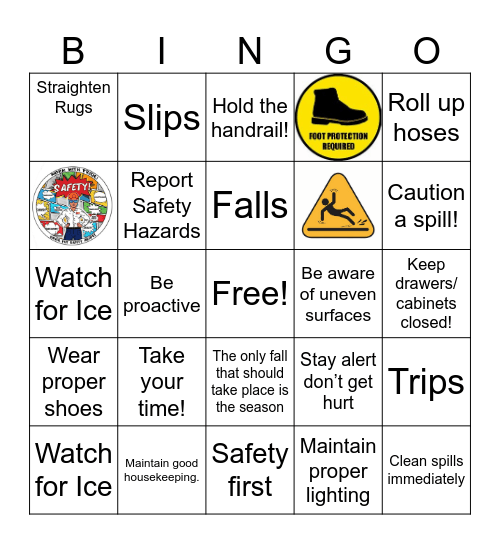 Slips, Trips and Falls Bingo Card