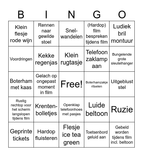 Boomer bingo IFFR ‘24 Bingo Card