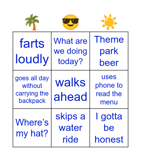 Dad’s Bingo Board Bingo Card