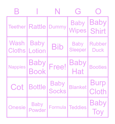 Baby Shower Bingo Card