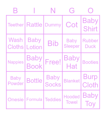 Baby Shower Bingo Card