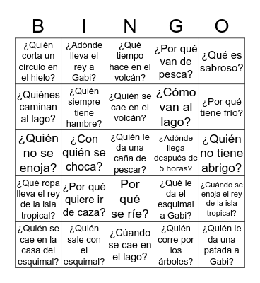 Gabi 14, 15, & 16 questions Bingo Card