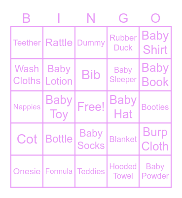 Baby Shower Bingo Card
