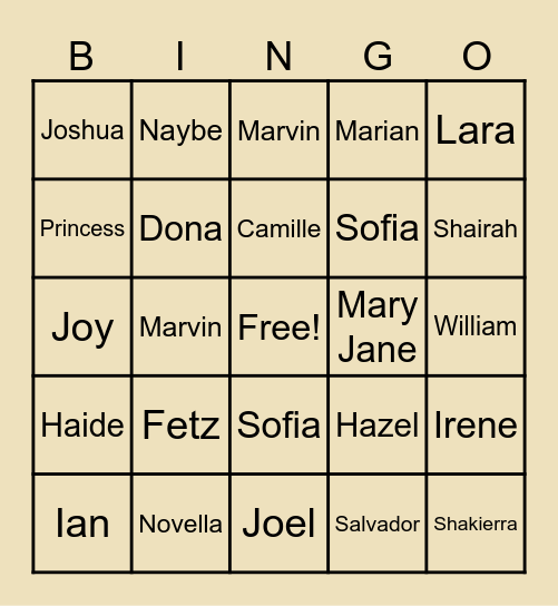 English 3A Bingo Card