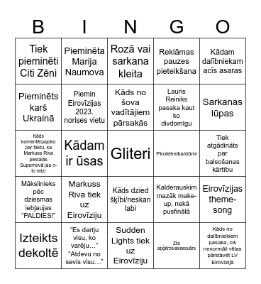 Supernovas Fināla Bingo Card