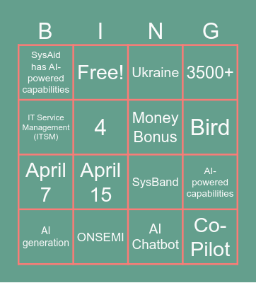 SysAid SKO 24' Bingo Card
