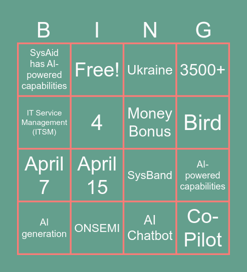 SysAid SKO 24' Bingo Card