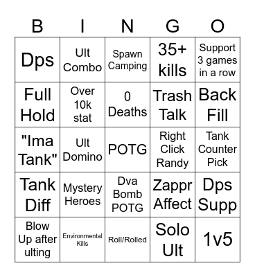 QuickPlay Bingo Card