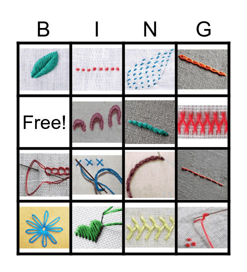 EMBROIDERY STITCH BINGO Card