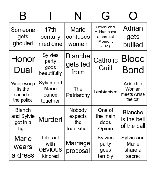 V5: Through The Centuries Bingo Card