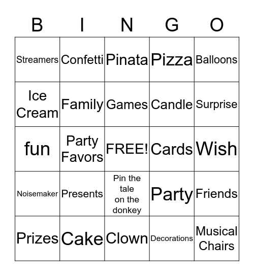 Birthday Bingo Card