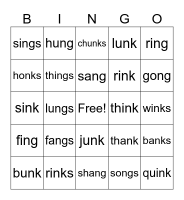 Fundations Unit 7 Bingo Card