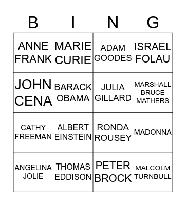 WHO AM I? Bingo Card