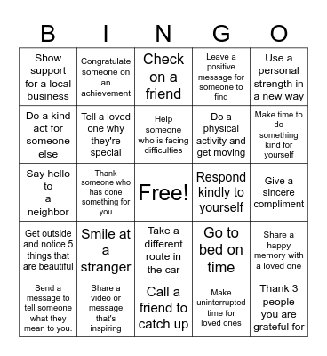 February Self-care bingo Card