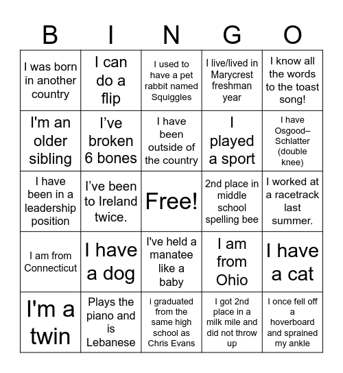 Brother Bingo Card