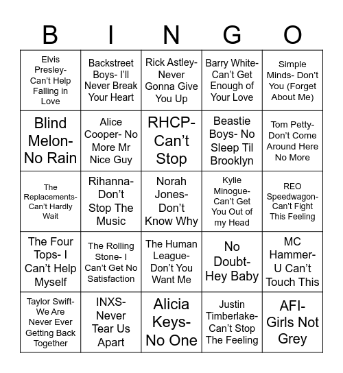 Radio Bingo Negative Thinking Bingo Card