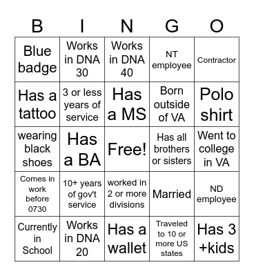 Networking BINGO Card