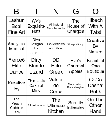 Vendor Fair AKOmega Bingo Card