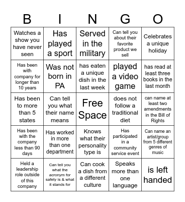 Find Someone Who... Bingo Card