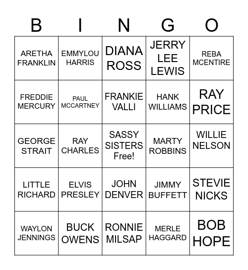 MUSIC SINGERS-GIRTMON Bingo Card