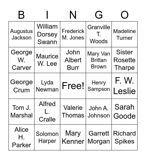 Black History Month Bingo Card