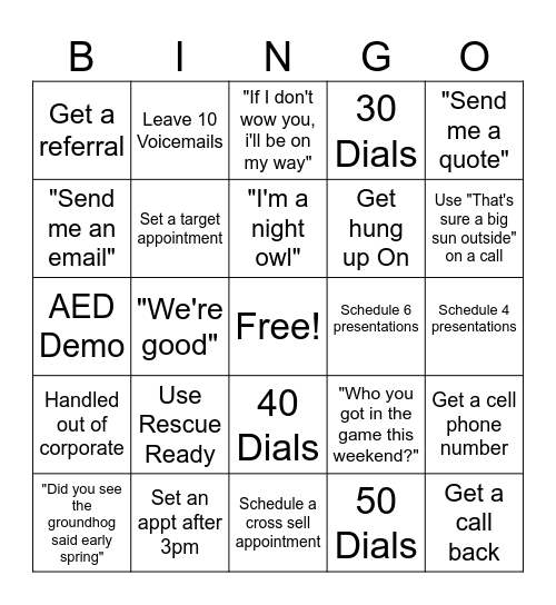 Phone Block Bingo Card