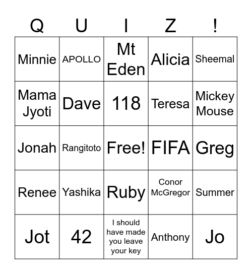 Say my Name Say my Name Bingo Card