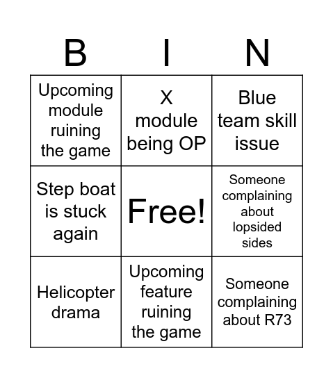 Blueflag Bingo Card